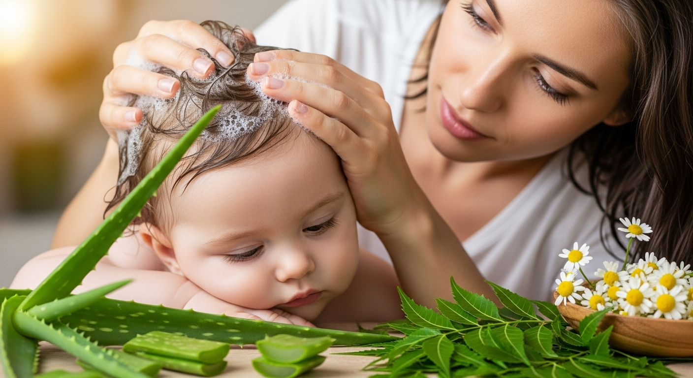 Herbal ingredients in baby shampoos for gentle scalp care